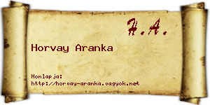 Horvay Aranka névjegykártya